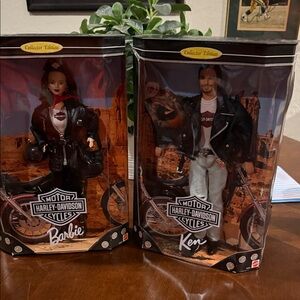 Harley-Davidson Collector Edition Barbie and Ken Dolls - Black and Silver.